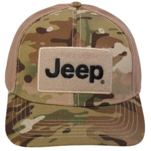 Jeep Text Logo Camo Pattern Hook and Loop Tactical Snapback Hat