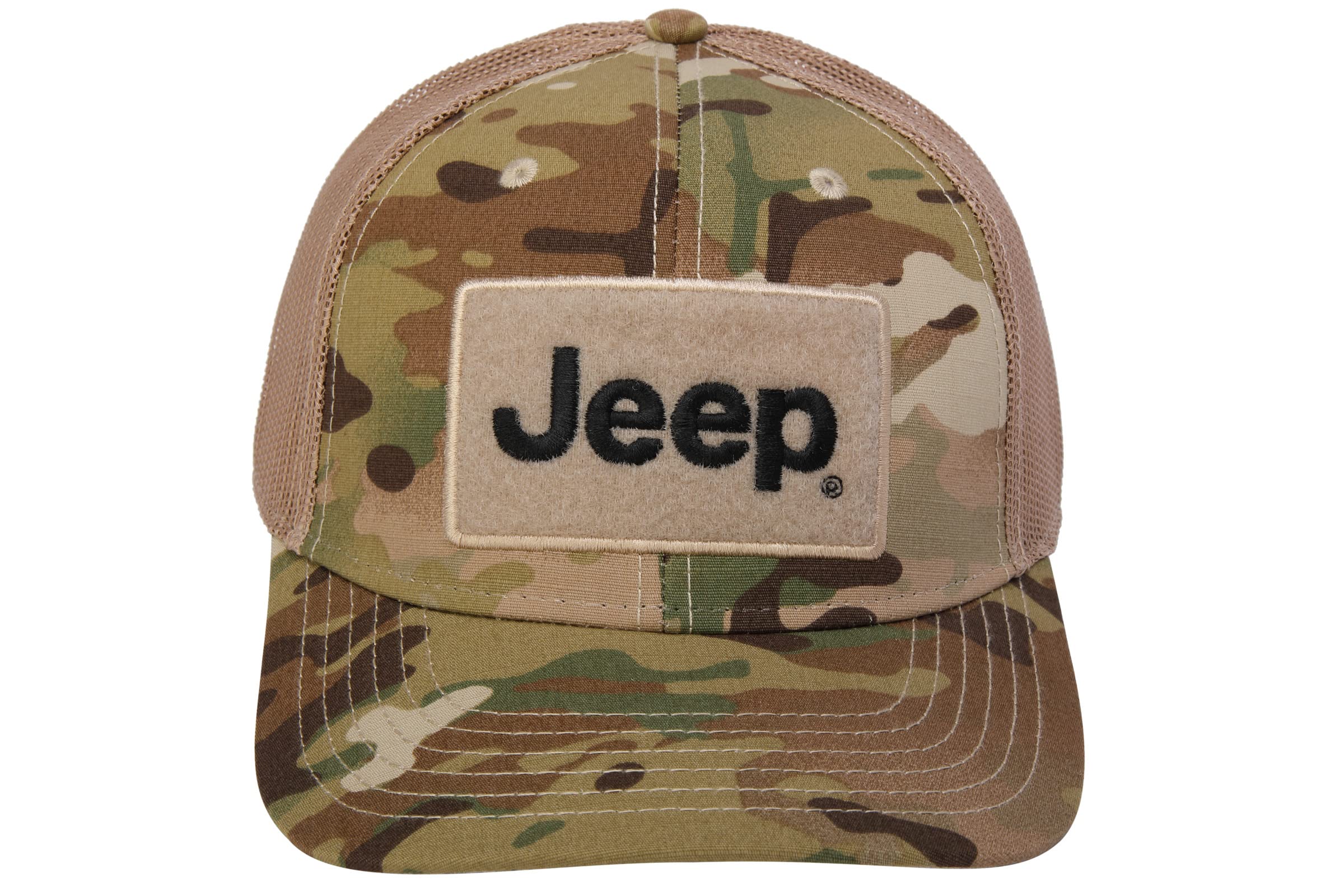 Jeep Text Logo Camo Pattern Hook and Loop Tactical Snapback Hat