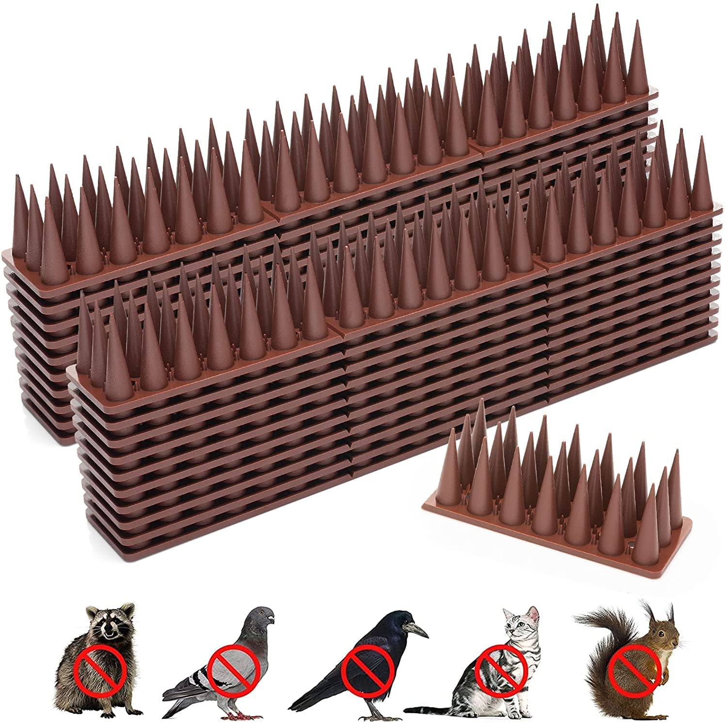 Bird Spikes, Bird Deterrent Spikes for Squirrel Raccoon Pigeon Animal Defender Spikes Anti Bird Spikes to Keep Birds Away (20 Pack)