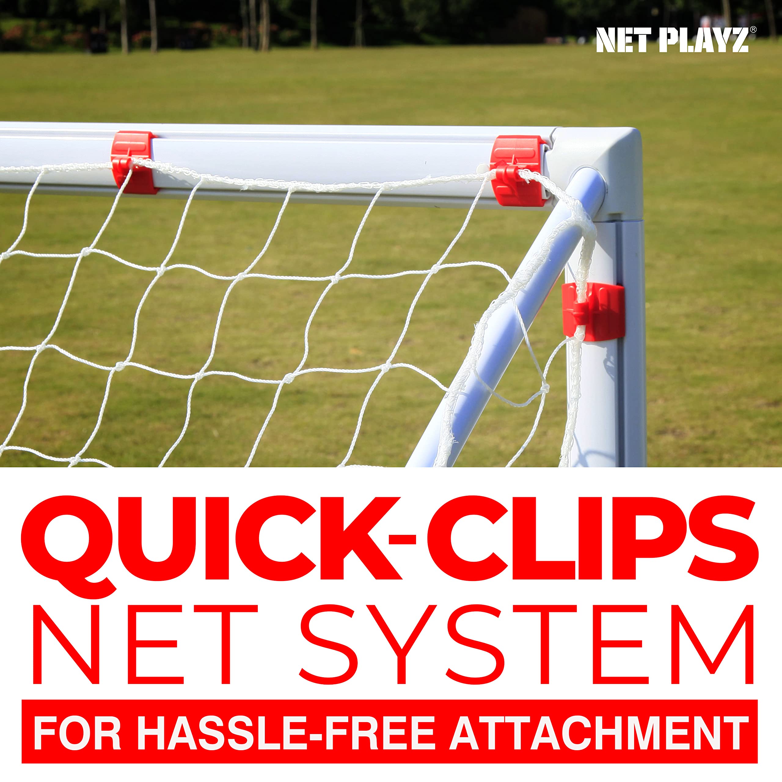 NET PLAYZ Backyard Soccer Goal Soccer Net, 6x4Ft High-Strength, Fast Set-Up (Weatherproof), White, (NOS32240)