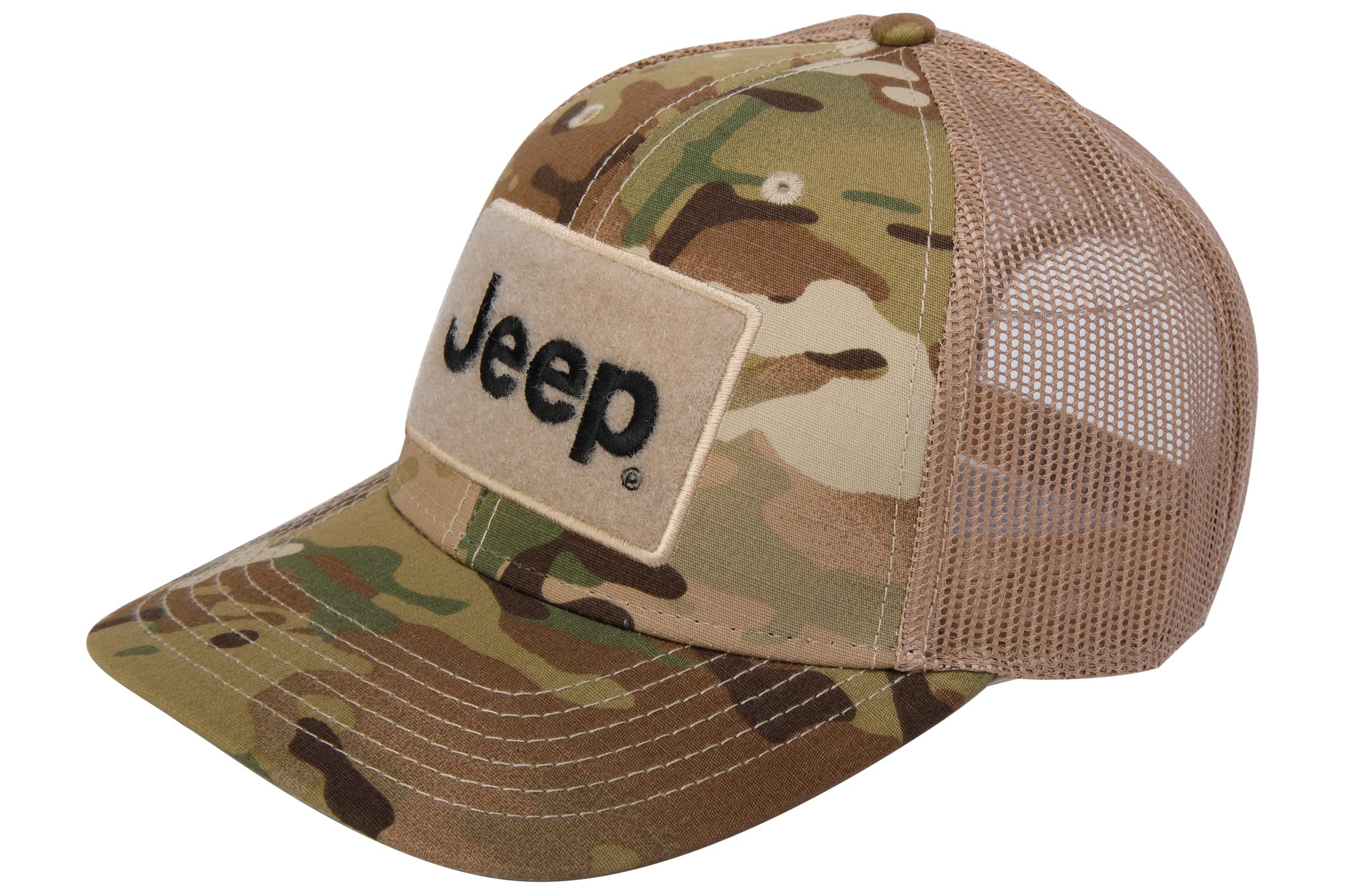 Jeep Text Logo Camo Pattern Hook and Loop Tactical Snapback Hat