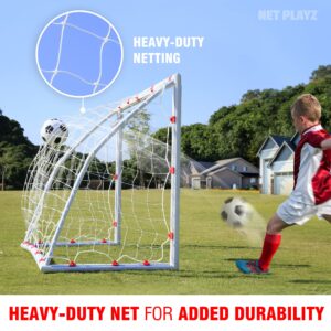 NET PLAYZ Backyard Soccer Goal Soccer Net, 6x4Ft High-Strength, Fast Set-Up (Weatherproof), White, (NOS32240)