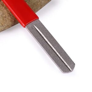 Tgoon Fishing Hook Sharpener, Fishing Accessory 2 Sided Fish Knife Grinding Tool Sharpening Grooves for Honing Hook Bottom and Point for Anglers for Outdoor Fishing(red, Double Groove)