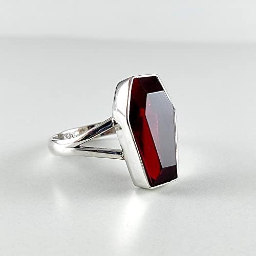 coffin ring red garnet ring sterling silver ring bohemian ring coffin garnet ring gemstone ring handmade jewellery red garnet jewellery minimalist ring women gift jewellery Christmas gift ring (8)