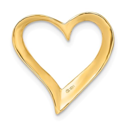 Diamond2Deal 14k Yellow Gold Large Floating Heart Chain Slide Pendant fine Jewelry Gift for Women