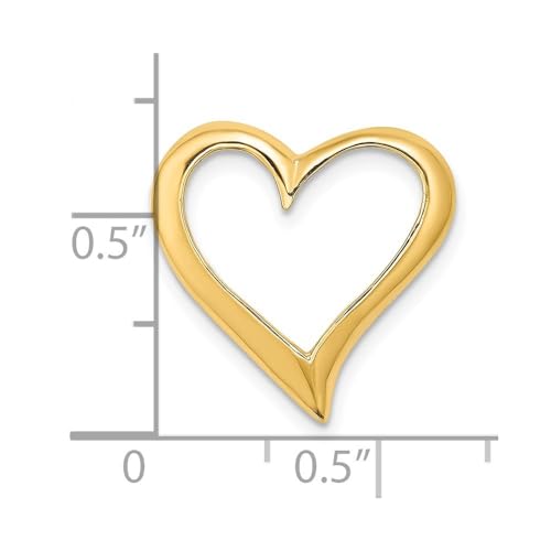 Diamond2Deal 14k Yellow Gold Large Floating Heart Chain Slide Pendant fine Jewelry Gift for Women