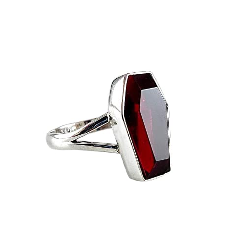 coffin ring red garnet ring sterling silver ring bohemian ring coffin garnet ring gemstone ring handmade jewellery red garnet jewellery minimalist ring women gift jewellery Christmas gift ring (8)