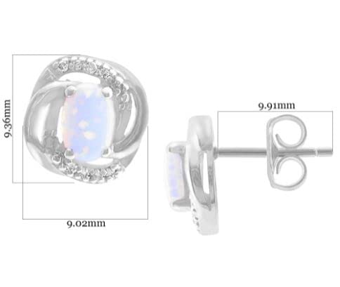 Timeless Love 0.40 ct Created Opal Love Knot Shaped Stud Earrings Set in Polished Sterling Silver with 0.06 ct Natural White Diamond, Dainty Jewelry, Women’s Fashion Earrings