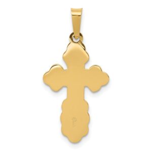 Diamond2Deal 14K Yellow Gold Eastern Orthodox Religious Crucifix Cross Charm and Pendant