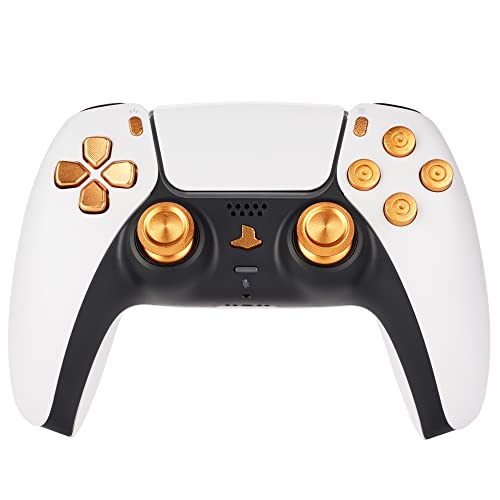 Avericht Metal ABXY Buttons Dpad Thumbsticks for PS5 Controller, Metal Aluminum Bullet Buttons & Dpad & Analog Stick Replacement Kit for PS5 Controller (Gold)