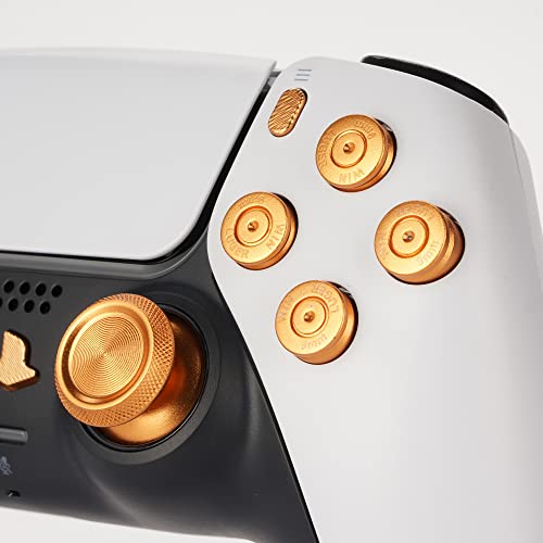 Avericht Metal ABXY Buttons Dpad Thumbsticks for PS5 Controller, Metal Aluminum Bullet Buttons & Dpad & Analog Stick Replacement Kit for PS5 Controller (Gold)