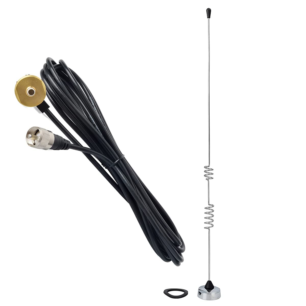 HYS Amateur Dual-Band NMO 17.13 inch Antenna VHF 144Mhz & UHF 430MHz for 2 Meter 70 Centimeters Mobile Radios w/ 13ft RG-58 Coax Cable PL-259 UHF Male Mount