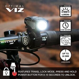 NiteRider Lumina Micro 650 Front Bike Light Vmax+ 150 Rear Bike Light Combo Pack