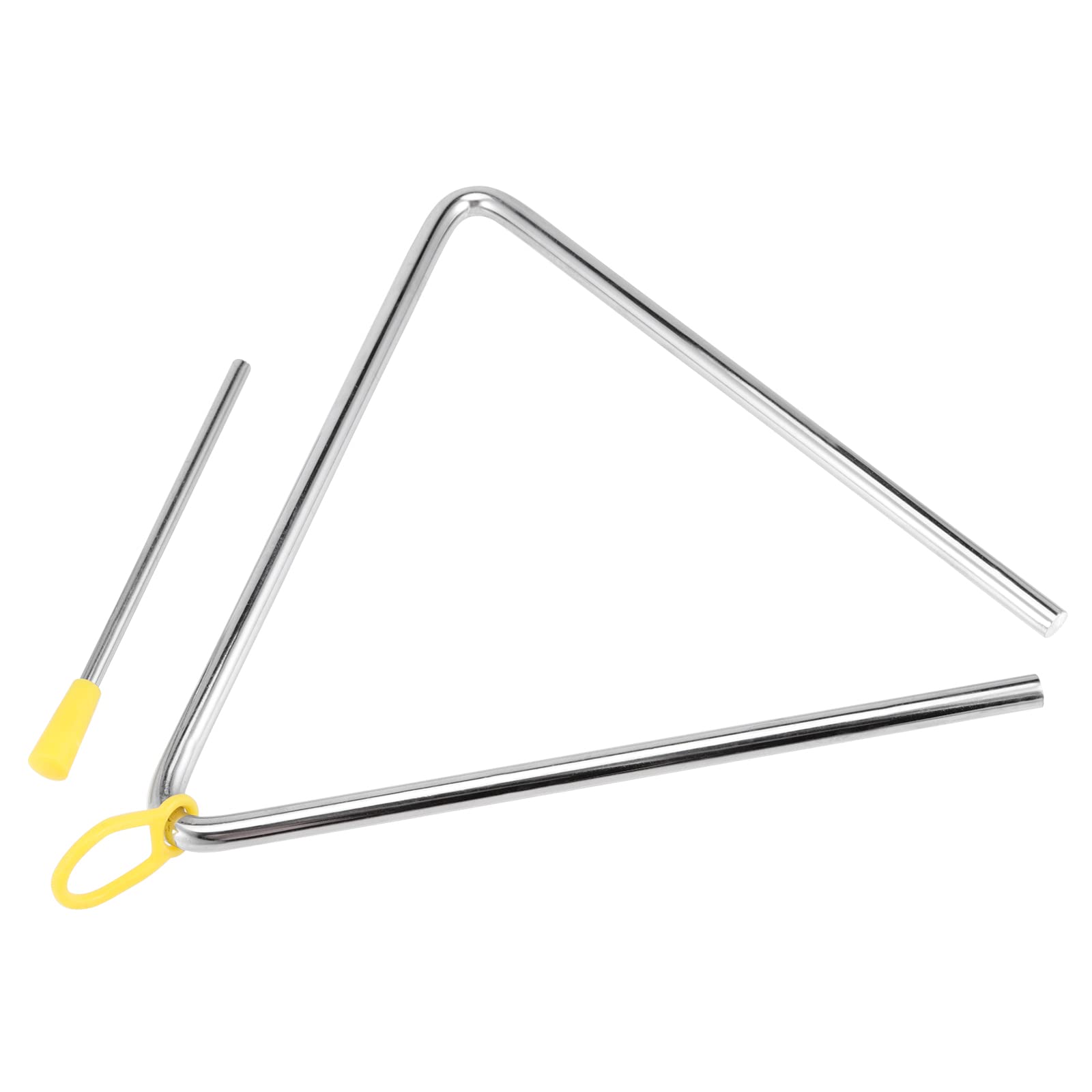 SINJEUN 10 Pack Musical Steel Triangle, 4, 5, 6, 7, 8 Inches Triangle Musical Instrument with Striker and Finger Holder, Triangle Hand Percussion Instrument for Music Learning and Teaching