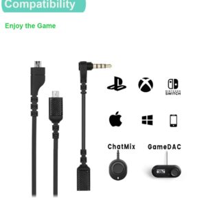 Replacement Arctis Headset Cord Audio Cable Compatible with SteelSeries Arctis 7, Arctis 5, Arctis 3, Arctis Pro Wireless, Arctis Pro Gaming Headsets Cable, 3.5mm Male to Female Cable Adapter Included