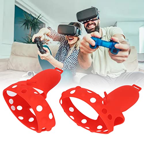 ciciglow Controller Grip Cover Replcement for Oculus Quest 2 VR,Anti Throw Controller Handle Silicone Protective Cover with Adjustable Knuckle Strap(red)