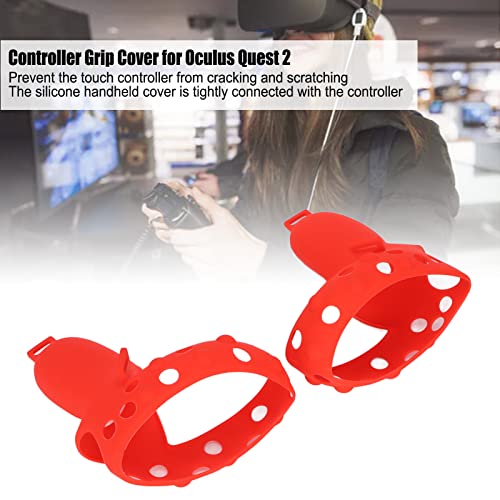 ciciglow Controller Grip Cover Replcement for Oculus Quest 2 VR,Anti Throw Controller Handle Silicone Protective Cover with Adjustable Knuckle Strap(red)