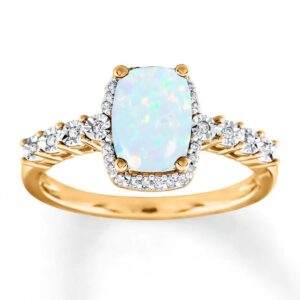 55carat created-opal yellow gold plated striking ring mossanite design engagement for women cushion cut birthstone jewelry size:7