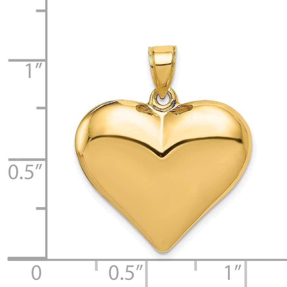 Diamond2Deal 14k Yellow Gold Polished 3-D Puffed Heart Pendant