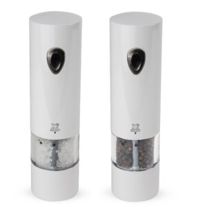 Peugeot PHENIX Stainless Steel Electric Adjustable Salt & Pepper Mill Gift Set, 8-inch (White Lacquer)