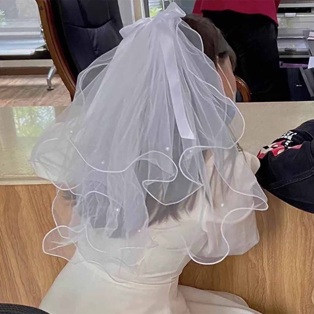 JONKY 2 Tier Led Bride Wedding Veil White Light up Pencil Edge Bridal Veils with Hair Clip Glowing Party Club Statement Headpieces for Women(Warm)