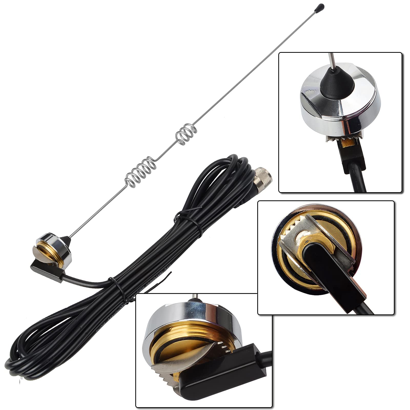 HYS Amateur Dual-Band NMO 17.13 inch Antenna VHF 144Mhz & UHF 430MHz for 2 Meter 70 Centimeters Mobile Radios w/ 13ft RG-58 Coax Cable PL-259 UHF Male Mount