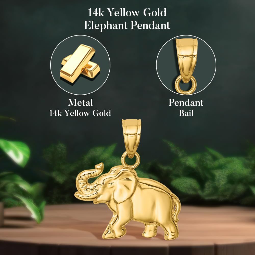 Diamond2Deal 14k Yellow Gold Elephant Pendant