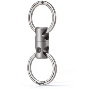 KeyUnity KA15 Double-end Swivel Keychain Key Ring Connector, Titanium Rotatable Key Organizer Linker for Carabiner, Wind Chime, Plant, DIY Accessory (Sandblasted)