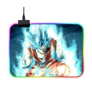 rgb blue super sayan god gaming mouse pad large color led lighting wired usb 13.8 x 9.8 inches for gamer