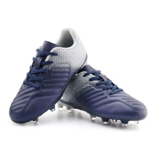 brooman Kids Soccer Cleats Boys Girls Athletic Outdoor Football Shoes (13,Navy Grey)