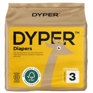 DYPER Baby Diapers Size 3 | Honest Ingredients | Cloth Alternative | Day & Overnight | Made with Plant-Based* Materials | Hypoallergenic