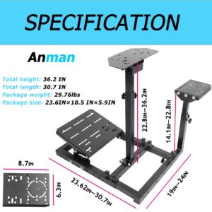 Anman G29 Racing Wheel Stand Fit for Logitech G920 G923 G27,Thrustmaster T150 T248 T300RS TMX,Fanatec Driving Simulator Cockpit Gravity Upgrade,Steering Wheel Pedal Seat Not Included