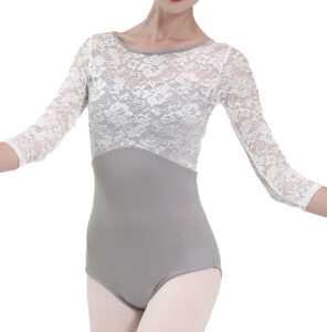 dance elite - eleganza - decorated dance leotard for women. womens ballet and dance leotards (adult m, grey)