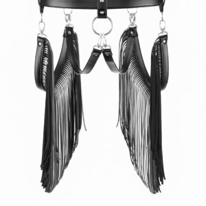 Ayliss Women Punk Waist Belt Long Tassel Fringe Fashion Dress Belt PU Leather Gothic Waistband Adjustable Rock Jeans Belts (Black)