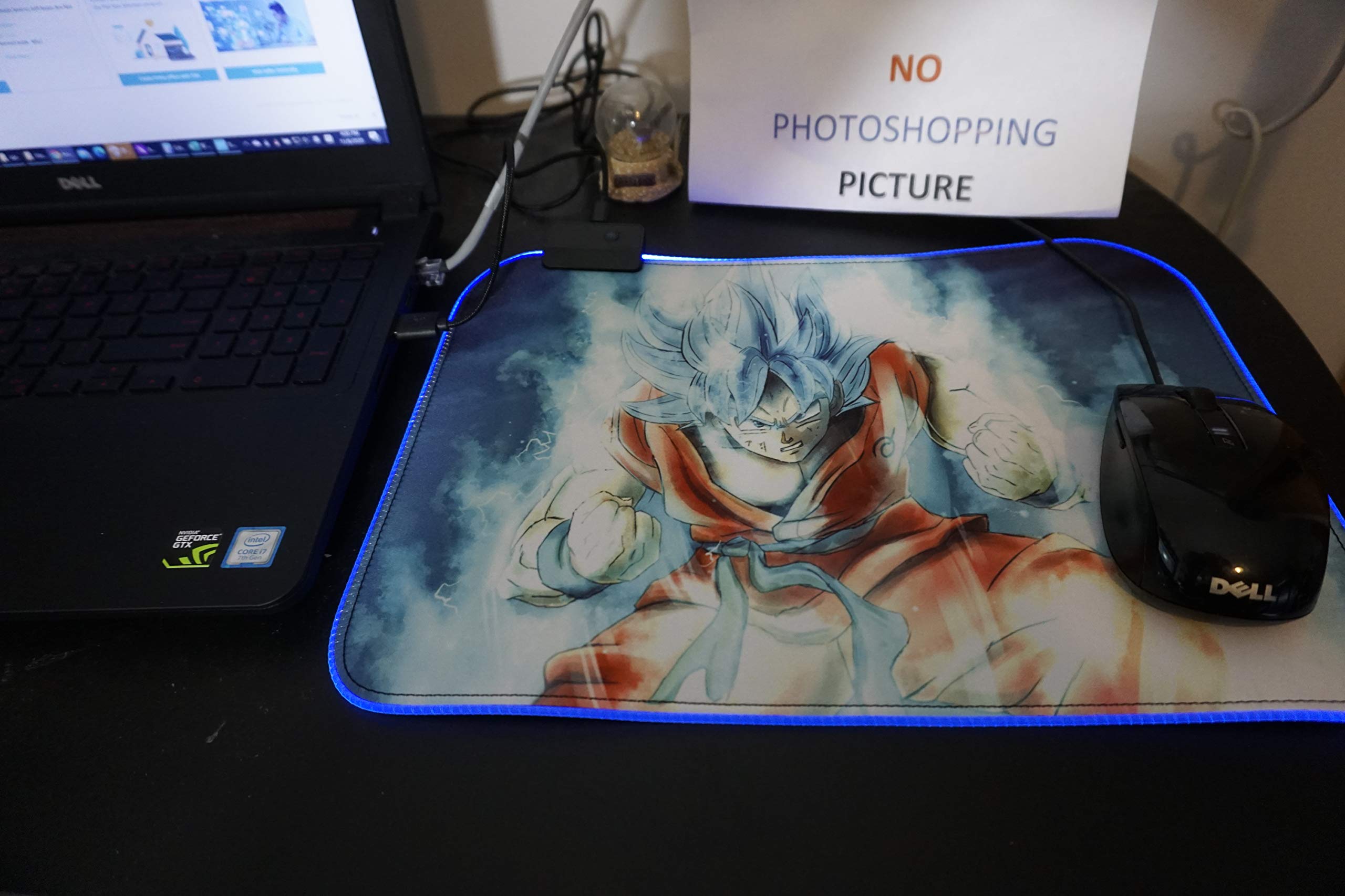 RGB Blue Super Sayan god Gaming Mouse Pad Large Color LED Lighting Wired USB 13.8 x 9.8 Inches for Gamer