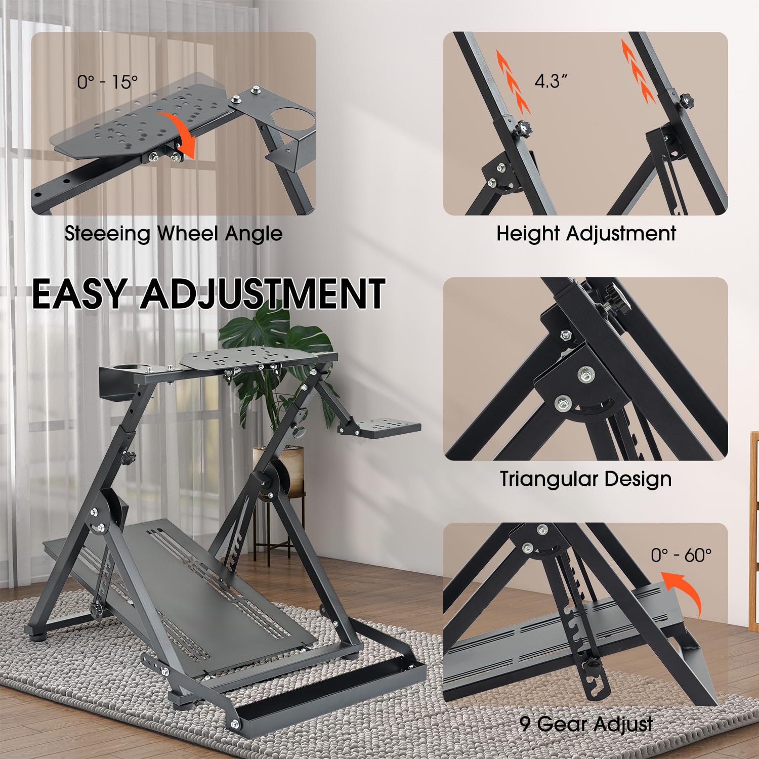 Anman Steering Racing Wheel Stand 2.0 Fit for Logitech/Thrustmaster/Fanatec G25 G29 G923 G920 T300 T248,with Foldable Fixed Slot,Not Included Pedal & Handbrake