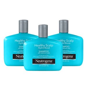 neutrogena moisturizing healthy scalp hydro boost shampoo for dry hair and scalp, with hydrating hyaluronic acid, ph-balanced, paraben & phthalate-free, color-safe, 12 fl oz (pack of 3)