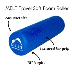 MELT Method, 18 Inch Travel Soft Foam Roller, Blue, Exercise-Foam-Rollers, Mobility Improvement, Latex Free