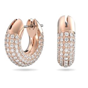 Swarovski Dextera Hoop Earrings, Pavé, White, Rose-gold tone Finish