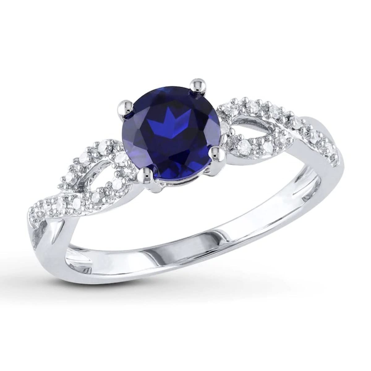 55Carat Created-Blue-Sapphire 925 sterling-silver Winding CZ Diamond Engagement Ring Handcrafted Fashion Jewelry For Women and Girls Size:11