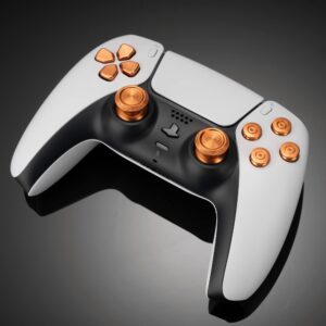 Avericht Metal ABXY Buttons Dpad Thumbsticks for PS5 Controller, Metal Aluminum Action Buttons & Dpad & Analog Stick Replacement Kit for PS5 Controller (Metal Gold)