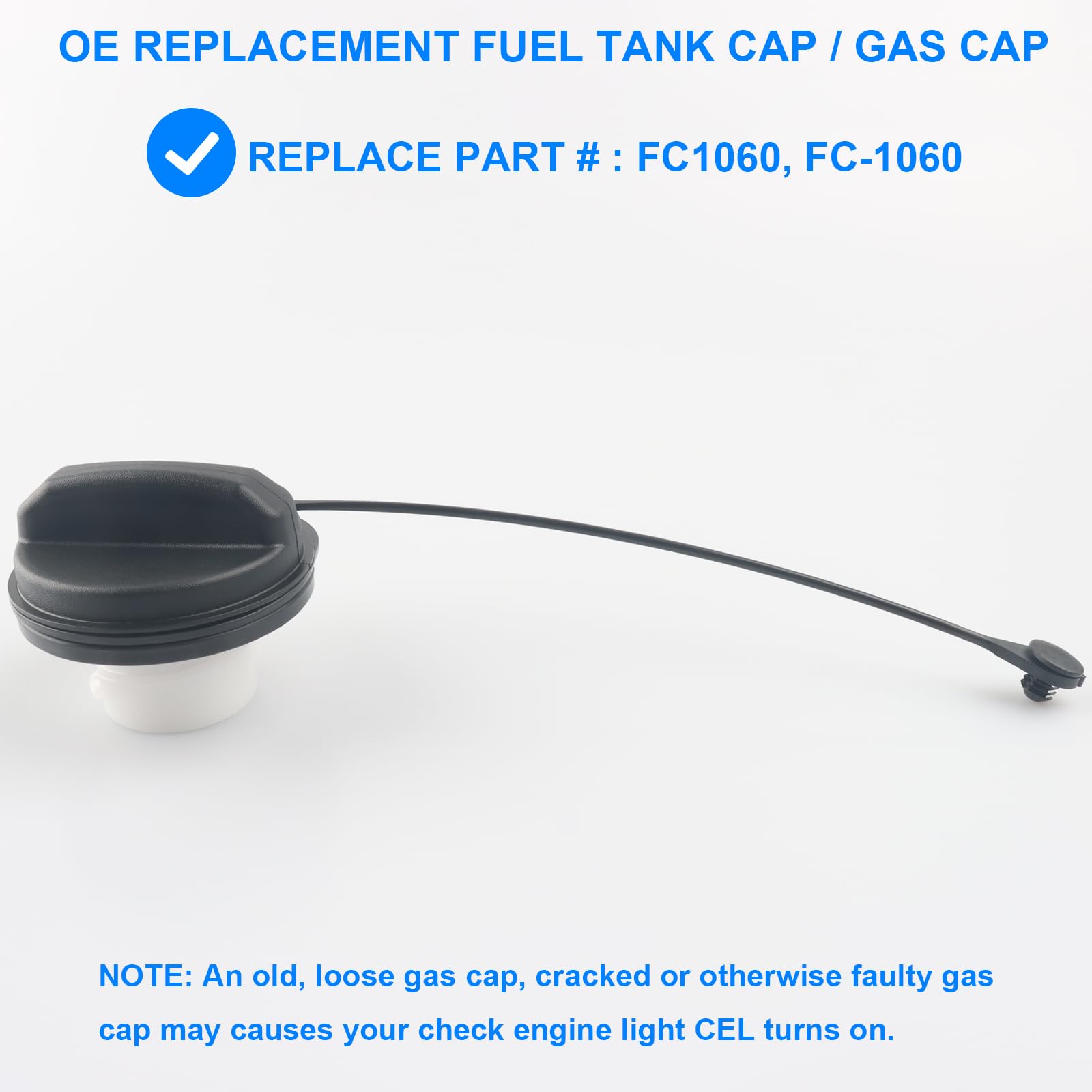 Gas Cap, Fuel Cap Replace FC1060, FC-1060 Compatible with Ford Mercury - 2005 2006 2007 Ford Escape, 2005 2006 2007 Ford Focus, 2005 2006 2007 Mercury Mariner