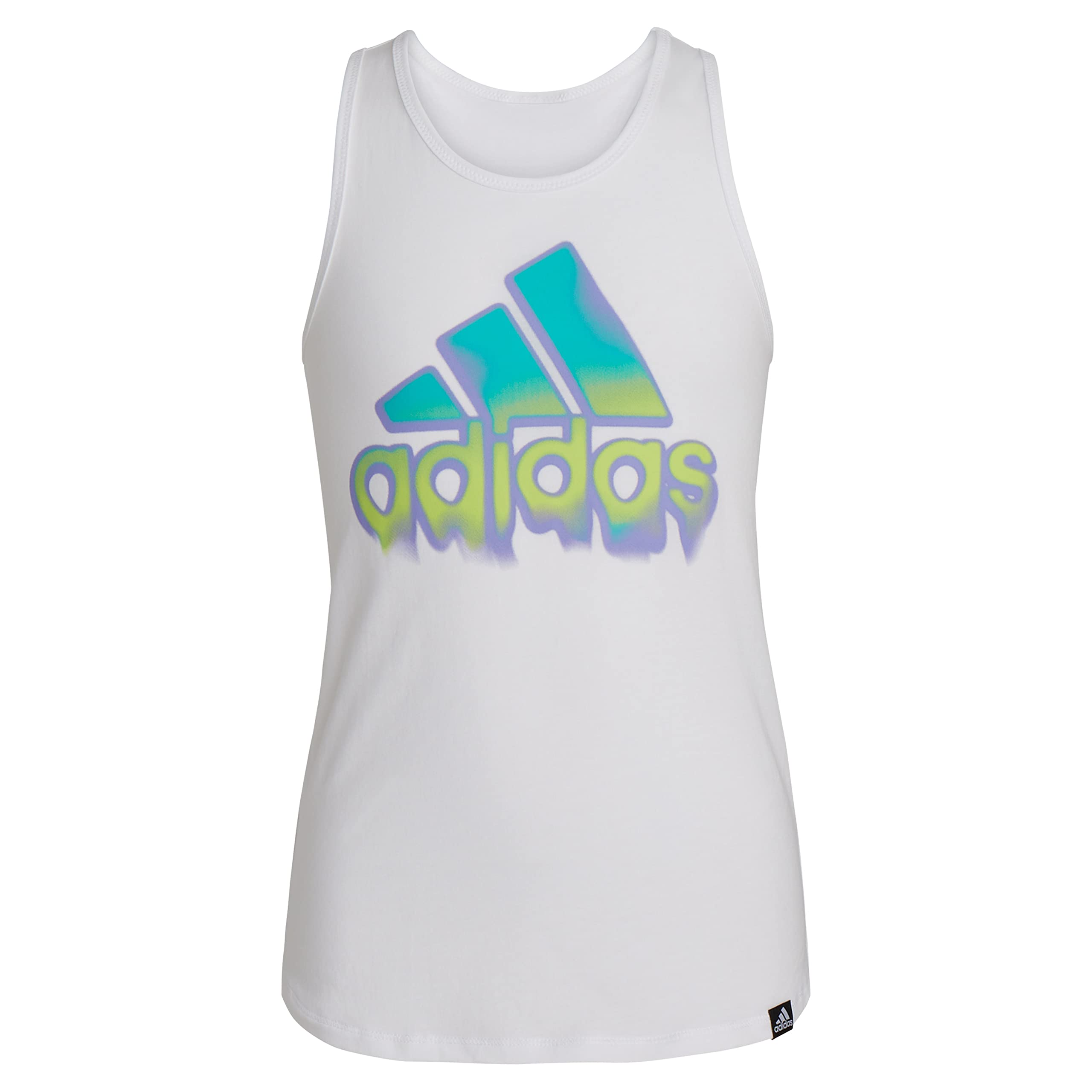 adidas Girls' Sleeveless Lapped Tank, White, Small (7/8)