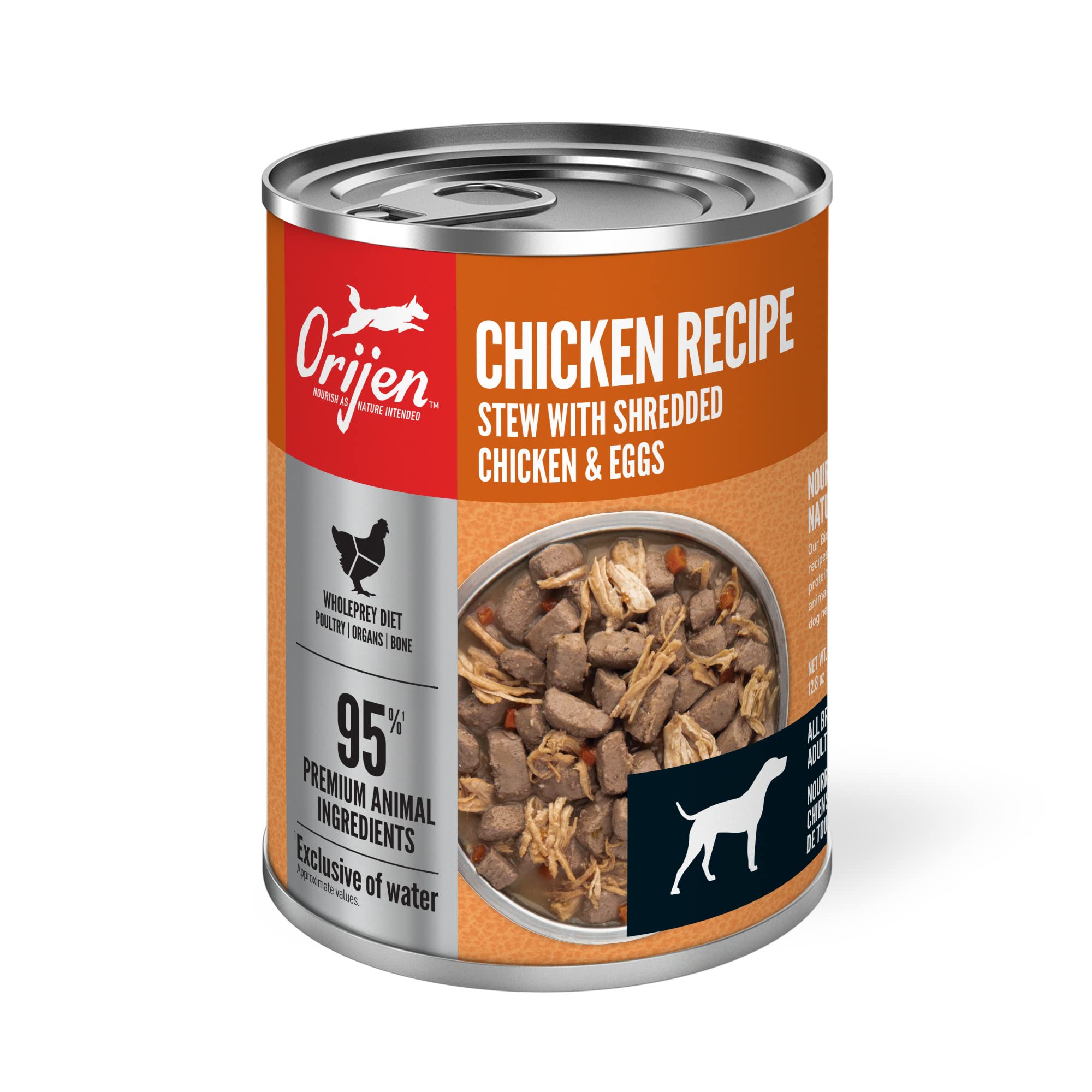 ORIJEN Chicken Recipe Stew with Shredded Chicken and Eggs Wet Dog Food, WholePrey Ingredients, 12.8oz (Case of 12)