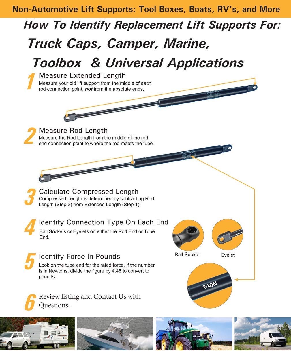 2Pcs Front HOOD Struts Lift Supports Shock Gas Spring Compatible With FORD 1995-2003 F-150 F150 include Lightning / 2004-2004 F-150 HERITAGE / 1995-2004 F-250 F250 / 97-06 Expedition