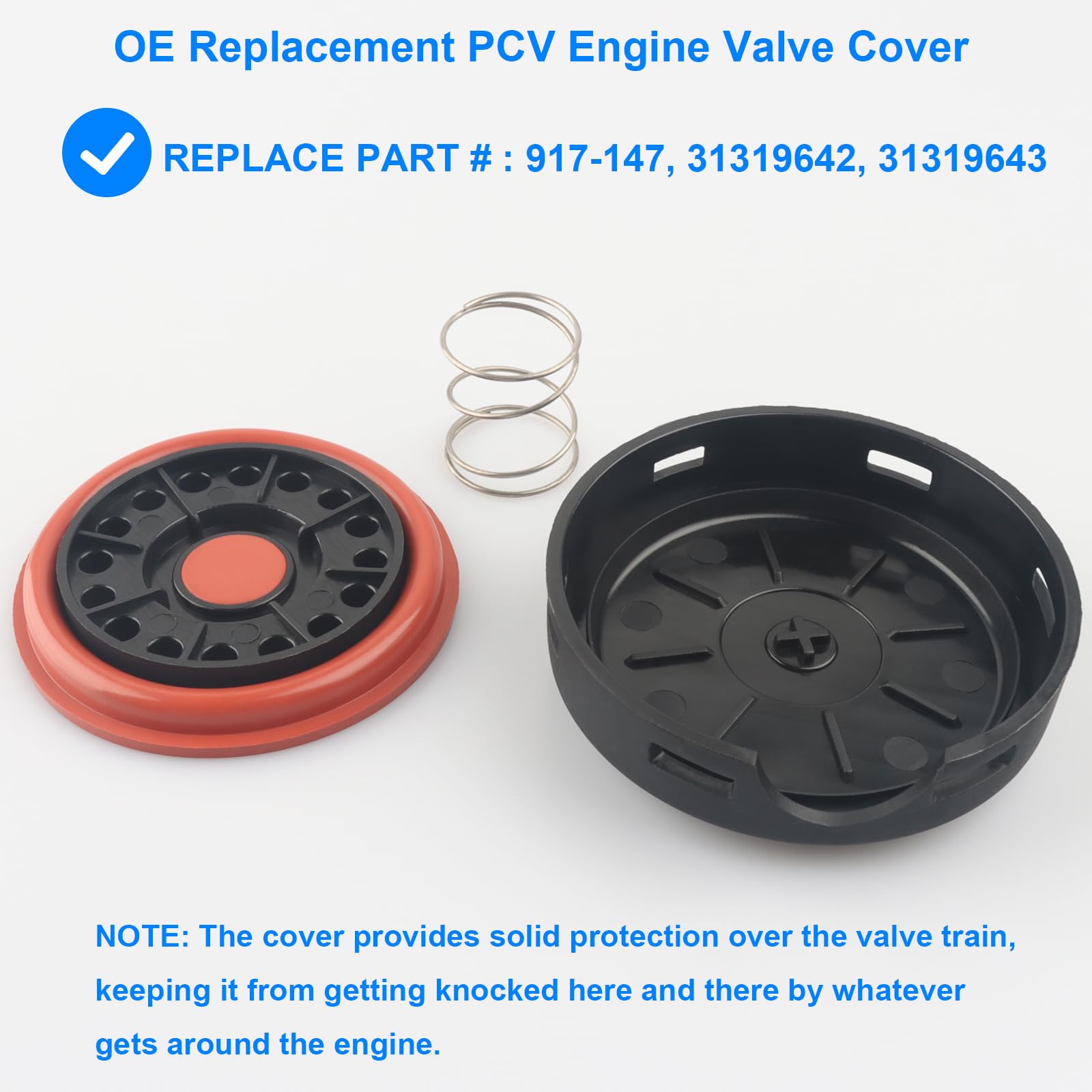 PCV Valve Diaphragm Cover Membrane, Replace 917-147, 917147 Compatible with Volvo - 2010-2016 XC60, 2008-2015 XC70, 2007-2014 XC90, 2011-2016 S60, 2007-2015 S80, 2008-2010 V70, 2015-16 V60