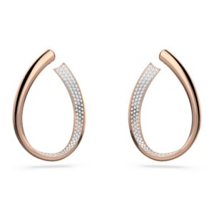 Swarovski Exist Hoop Earrings, White, Rose-gold tone Finish