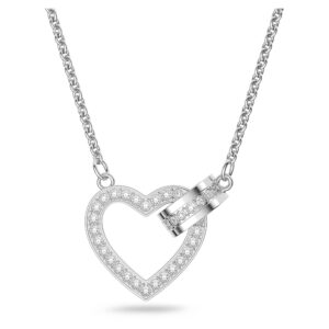 SWAROVSKI Lovely Necklace, Heart, White, Rhodium Finish