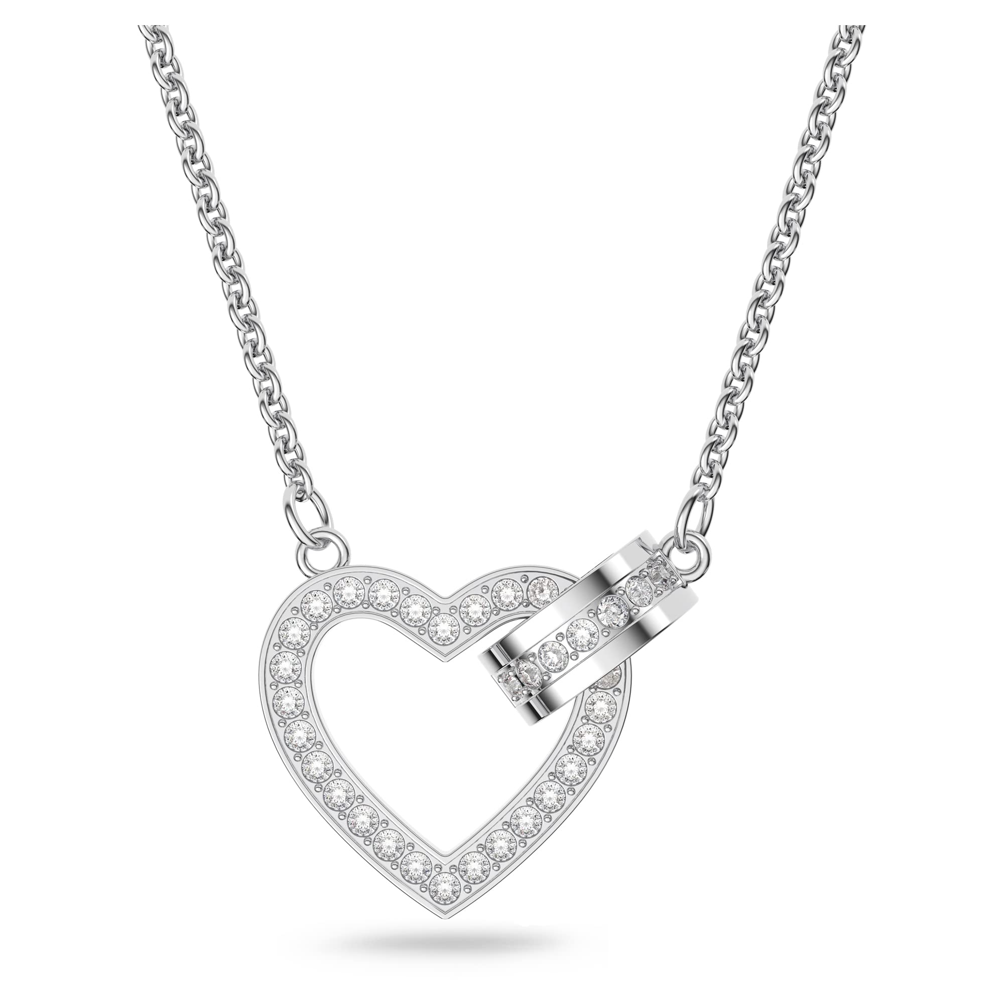 SWAROVSKI Lovely Necklace, Heart, White, Rhodium Finish