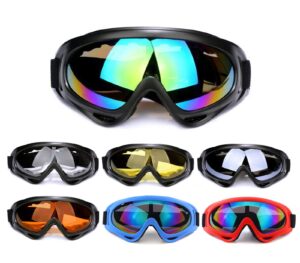 armadio ski goggles, motorcycle goggles, snowboard goggles anti-uv anti-scratch dustproof safety goggles for men women kids- 7pack (7pack x400)